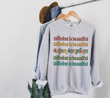"Different Is Beautiful" Autism Acceptance Sweatshirt | The Divergence Collection